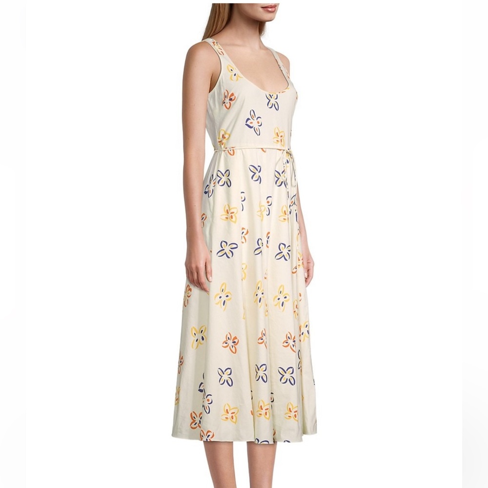 ✨NEW✨ Rebecca Taylor Flame Fleur Linen-Blend Midi-Dress - Size 4 - Picture 4 of 14